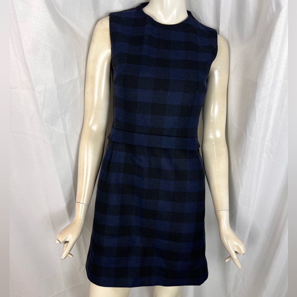 Christian Dior Blue and Black plaid tartan Checked Mini Dress size 6
